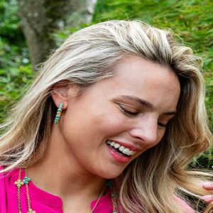 Berry Turquoise Medium Hoop Earrings