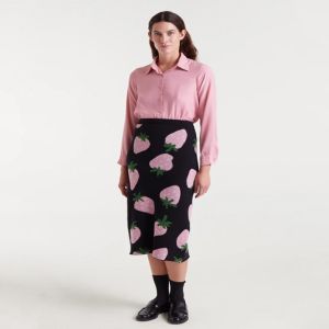 Strawberry Jacquard Midi Skirt