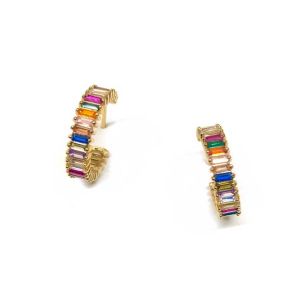 Rainbow Shimmer Gold Hoops