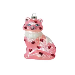 Pink Heart Cat Ornament