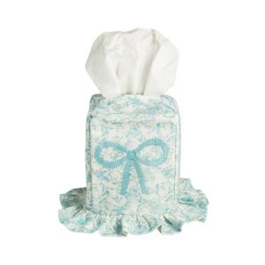Toile Bow Tissue Box Cover