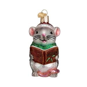 Grey Caroling Mouse Ornament