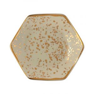 Speckled Cream and Gold Trinket Tray