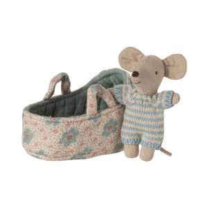 Baby Mouse in Blue Carry Cot