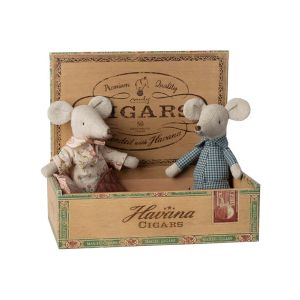 Grandma and Grandpa Mice in a Cigarbox