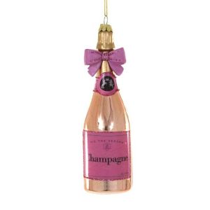 Champagne with Pink Bow Ornament