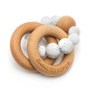 Marble Bubble Silicone and Wood Teether