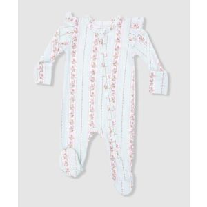 Antoinette Stripe 2 Way Ruffle Sleeve Zipper Footie