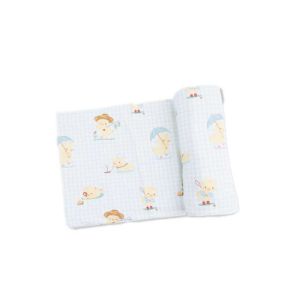 Green Vintage Spring Ducklings Swaddle Blanket