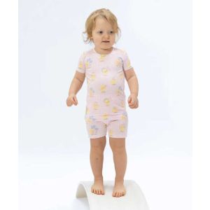 Pink Vintage Spring Ducklings Loungewear Short Set