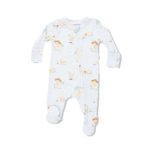 Green Vintage Spring Ducklings 2 Way Zipper Footie
