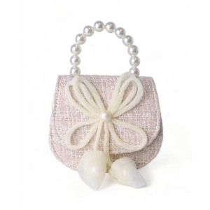 Beige Bowtie Tweed Purse