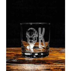 OK Bison Head Round Rocks Glass