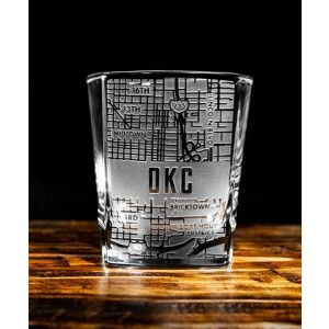 OKC Map Square Rocks Glass