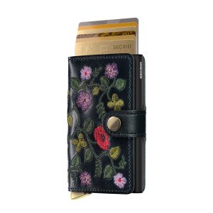 Black Floral Stitch Miniwallet