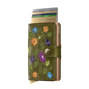 Olive Floral Stitch Miniwallet