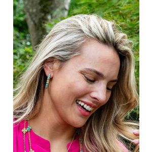 Berry Turquoise Medium Hoop Earrings