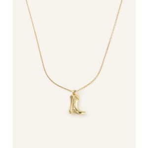 Golden Cowboy Boot Necklace