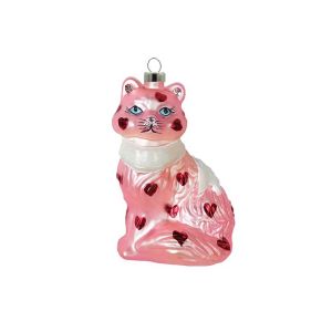 Pink Heart Cat Ornament